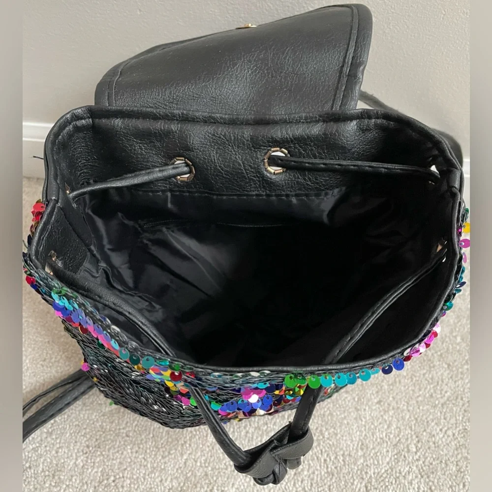 Black Flippy Sequin Mini Backpack